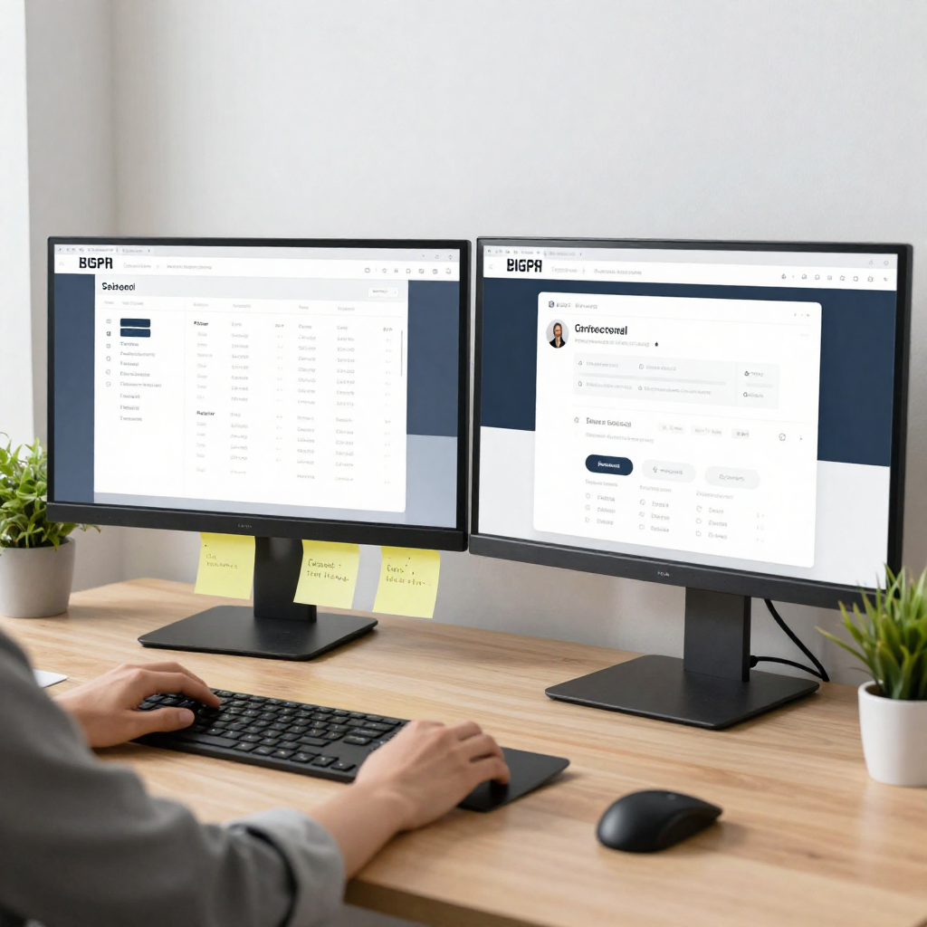 Developer crafting custom web application in modern workspace