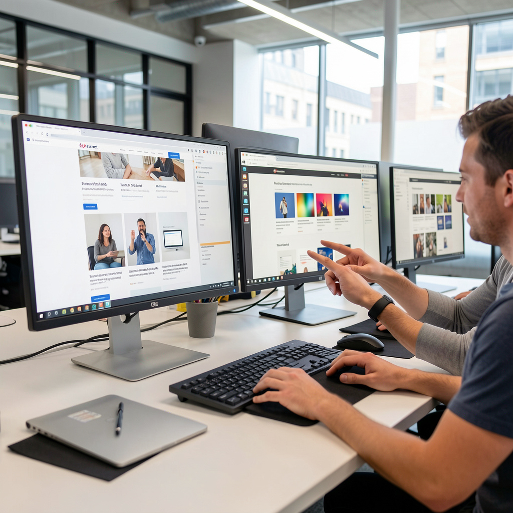 Creative digital team working on collaborative web projects